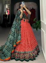 Tussar Silk Red Festival Wear Leheriya Print Lehenga Choli